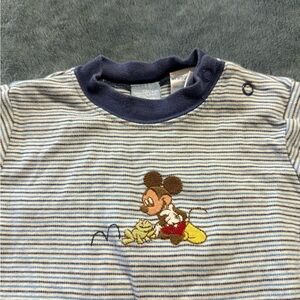 Striped Blue Mickey Mouse Newborn Onesie